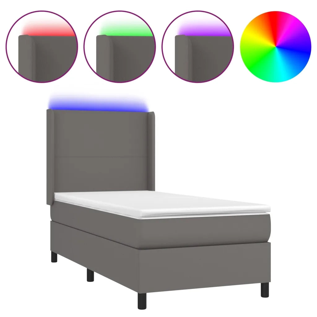 Giroletto Molle con Materasso e LED Grigio 80x200cm Similpelle 3139233