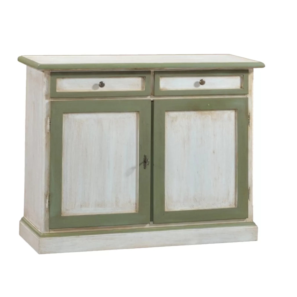 Madia credenza in legno bicolore cerato bianco/verde l.105 p.42 h.85 - Mobili 2G