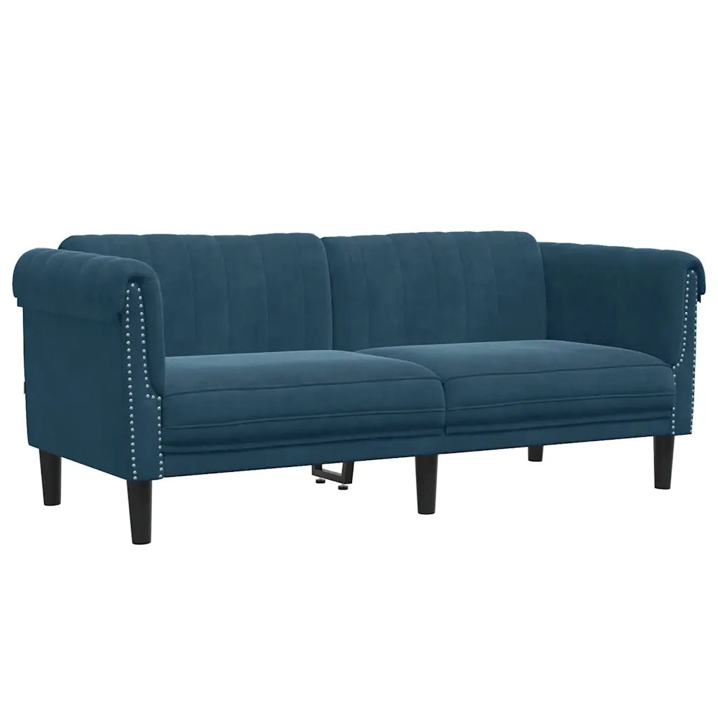 Divano a 2 Posti-Sofa 2 Posti Blu in Velluto