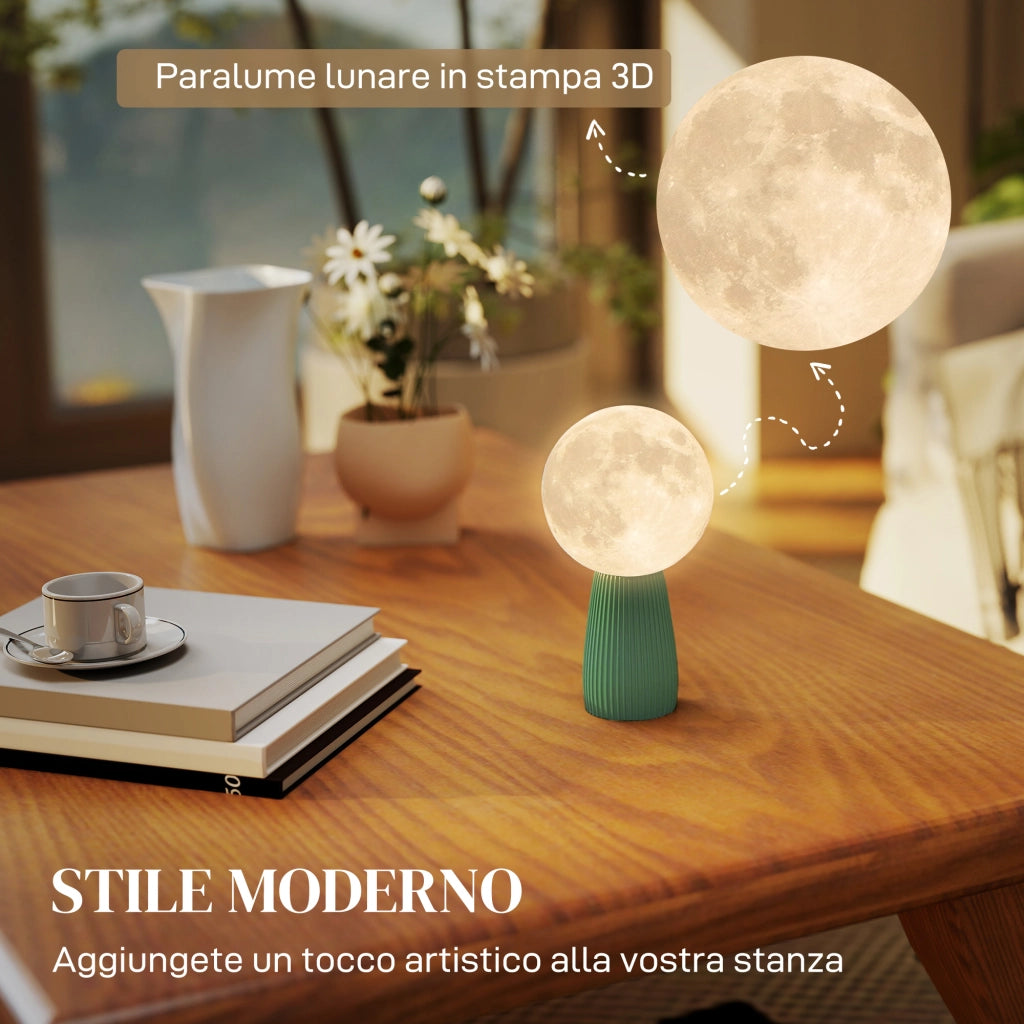 Lampada Luna ¨C Minimal ¨C Bianco e Verde Scuro, ABS, ?15x28 cm