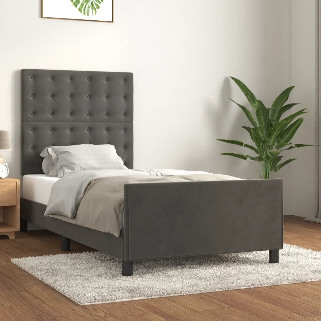 Letto singolo | Letto per adulti | Giroletto senza Materasso Grigio Scuro 80x200 cm Velluto