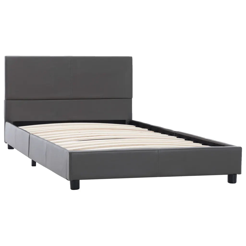 Letto singolo | Letto per adulti | Giroletto Grigio in Similpelle 90x200 cm