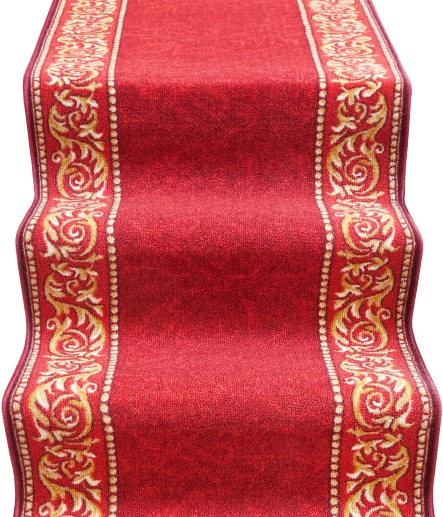 Passatoia Scala Bordata 67x100 cm Ingresso Corridoio Tappeto Cucina Gradini Stile Barocco Bordeaux
