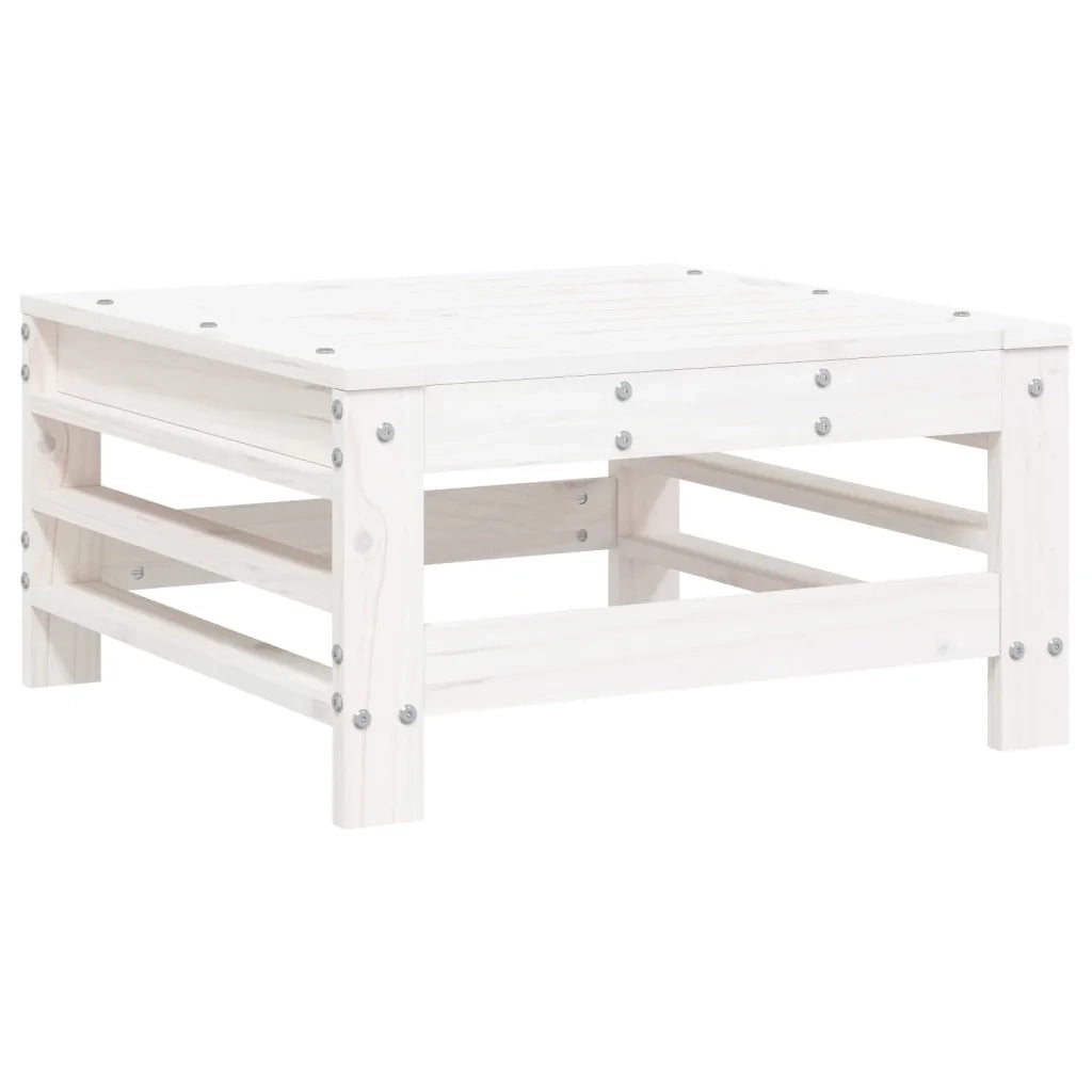 Poggiapiedi da Giardino Bianco in Legno Massello di Pino 825619