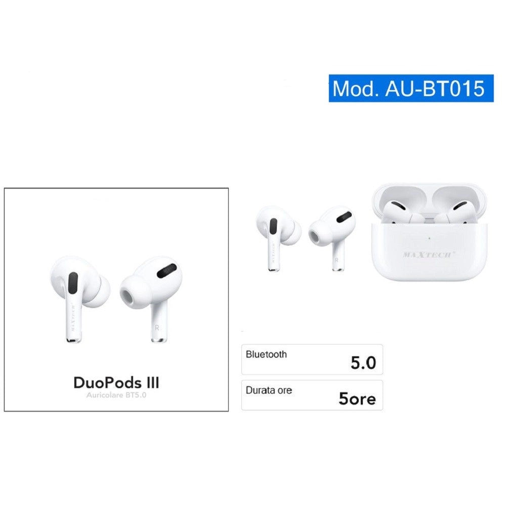 Trade Shop - Auricolari Bluetooth Cuffie Duo Pods Iii Bt5.0 Senza Fili Smartphone Au-bt015 -