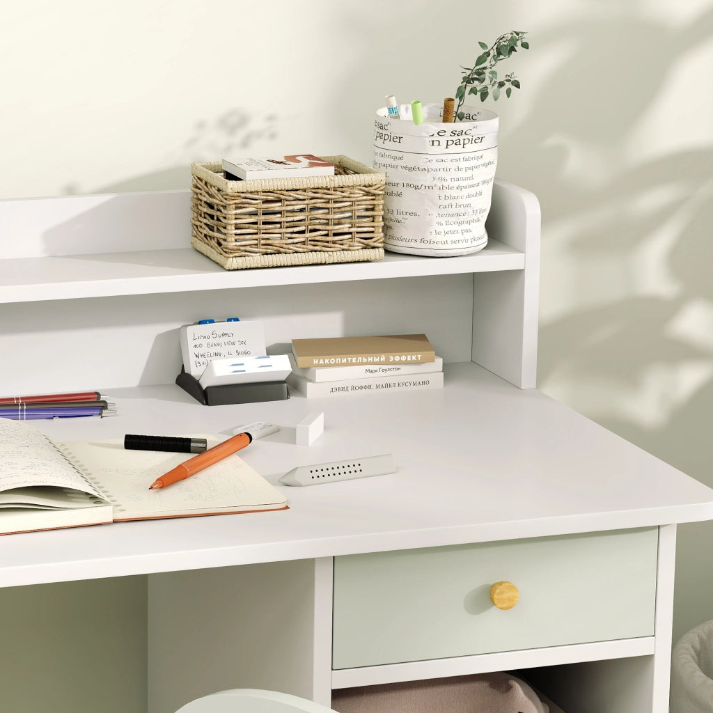 Scrivania per bambini con sedia ¨C zephmum ¨C verde chiaro e bianco 90x50x75