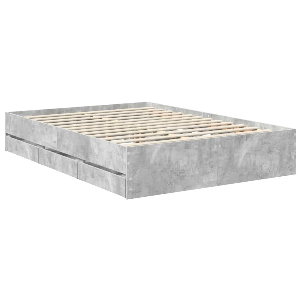 Struttura del letto con cassetto Grigio cemento 135 x 190 cm