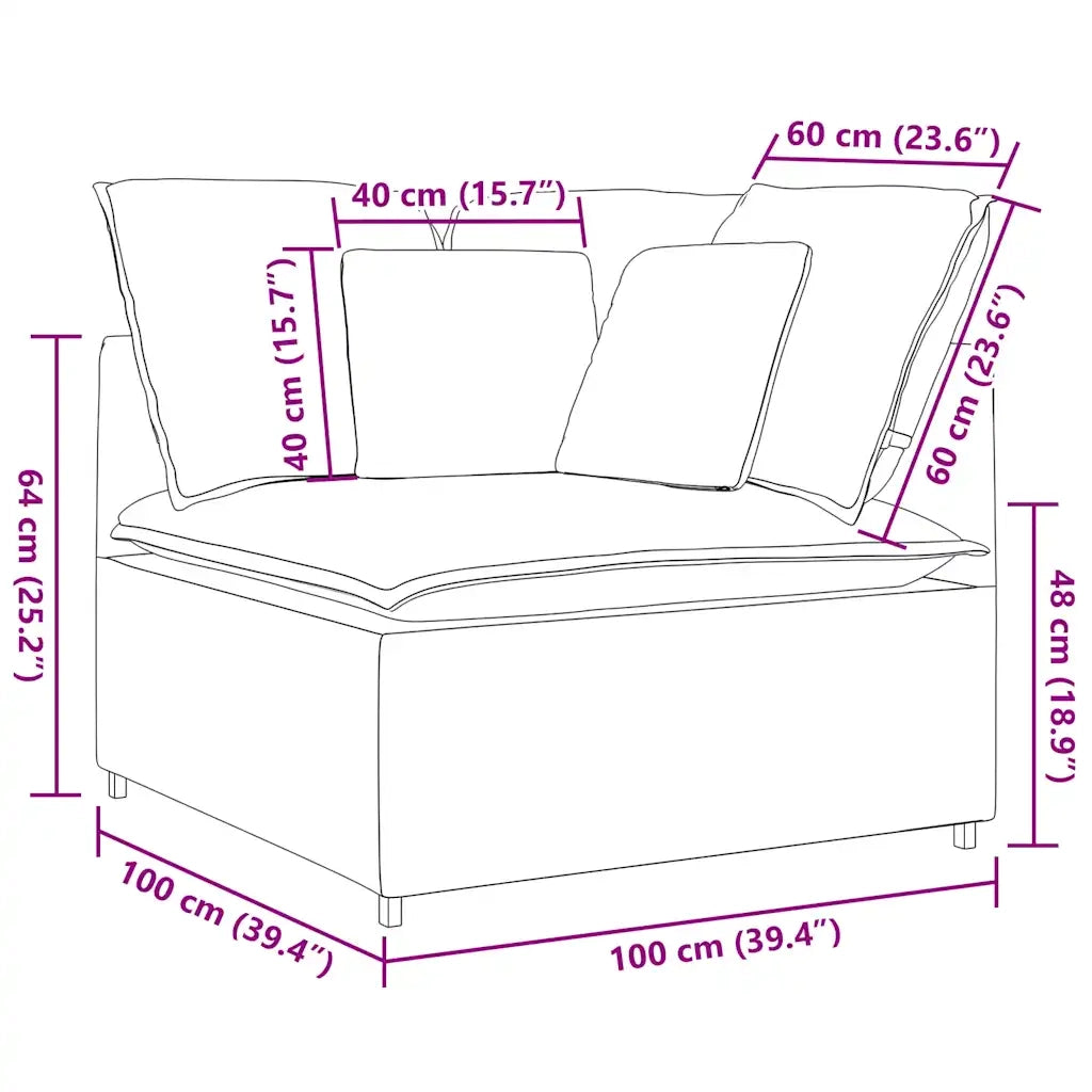 Modulo Angolare Divano Modulare con Cuscini-Sofa Modulare-Divanetto Verde Scuro 100 cm