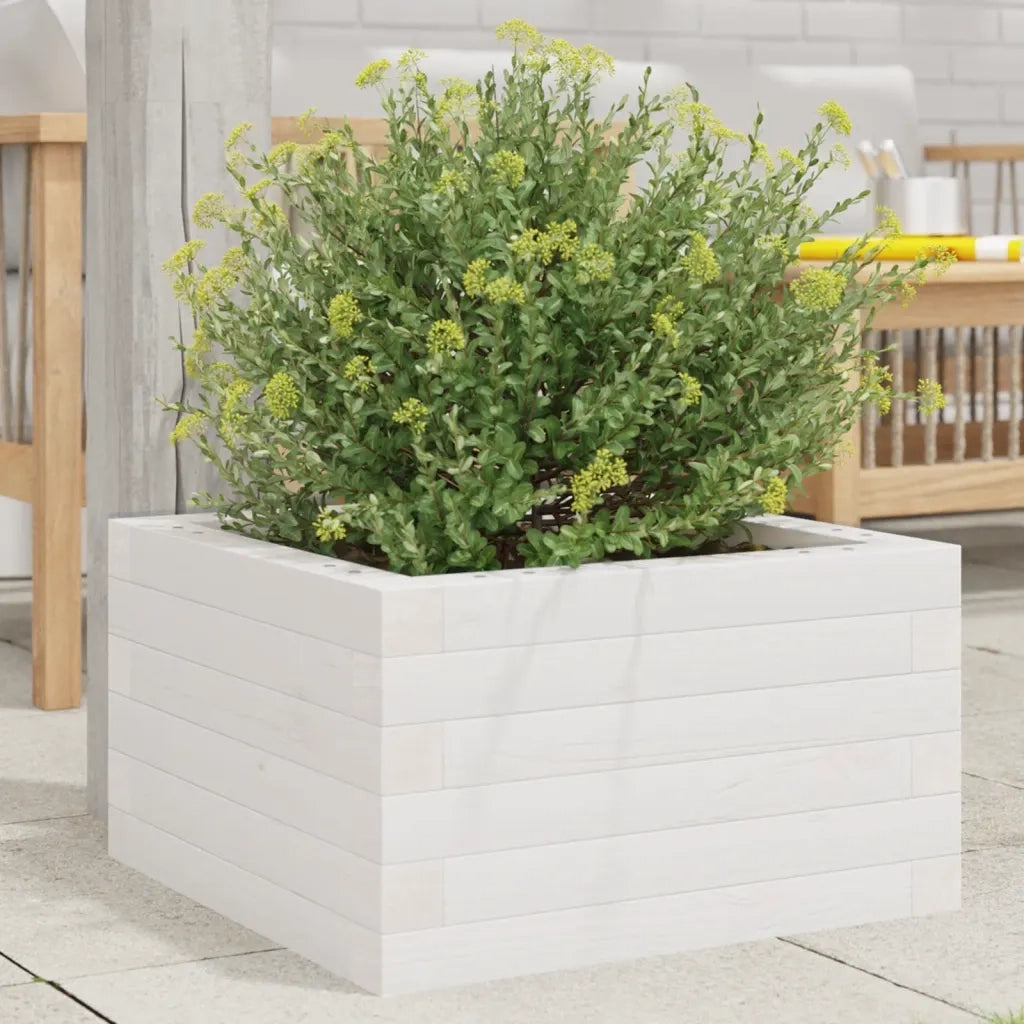 Fioriera da Giardino Bianca 40x40x23 cm Legno Massello di Pino 847179