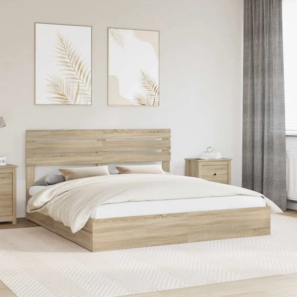 Letto con Contenitore con testiera-Struttura Letto con contenitore Rovere Sonoma 180 x 200 cm 882826