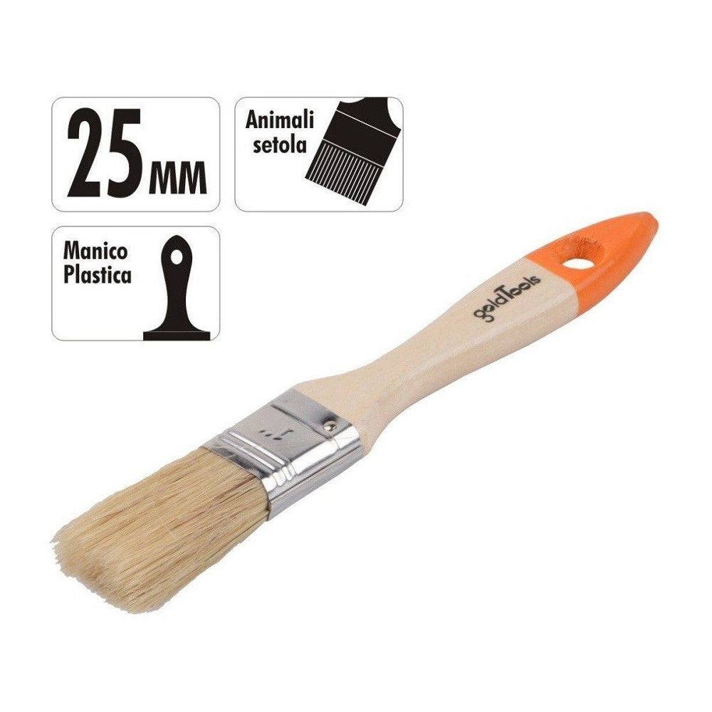 Trade Shop - Pennello Piatto Da 1" 25 Mm Pennellessa Per Pittura Verniciare Dipingere 90261 -