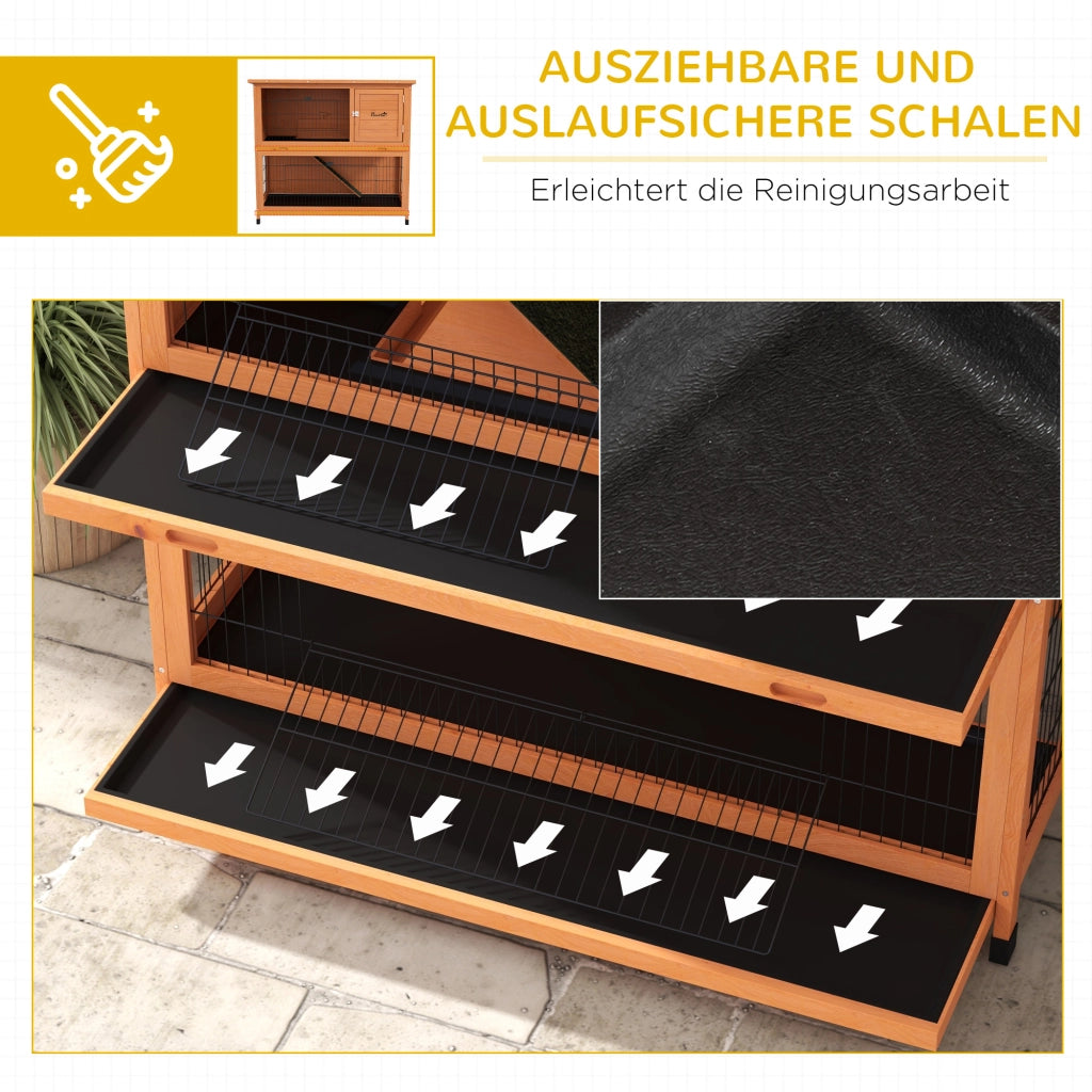 Casetta per Piccoli Animali ¨C Xylo ¨C Legno, 2 Vasche, Resistente alle Intemperie, 123x63x112 cm, Arancione