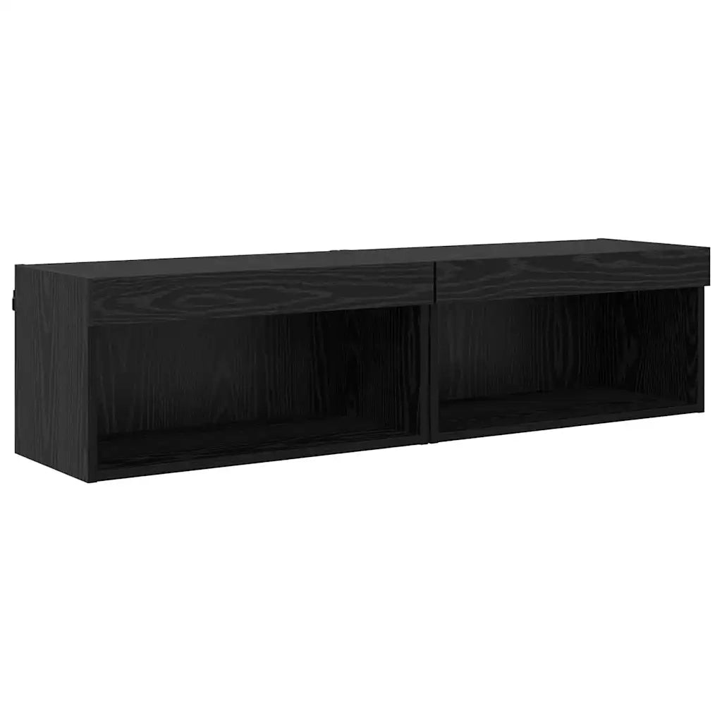 Set mobile TV con LED 2 pz | Armadietto TV | Mobile Porta TV Rovere Nero 60 x 30 x 30 cm