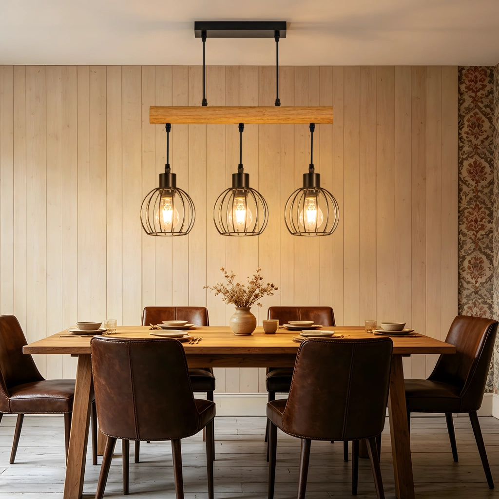 ZMH Lampada a sospensione vintage industriale E27 3 luci nera per soggiorno e sala da pranzo lampadine non incluse