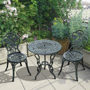 Da Bistrot Da Giardino 3 Pezzi – Stile Anticato – Tavolo Ø60 Cm – Metallo – Verde – Balcone E Terrazza