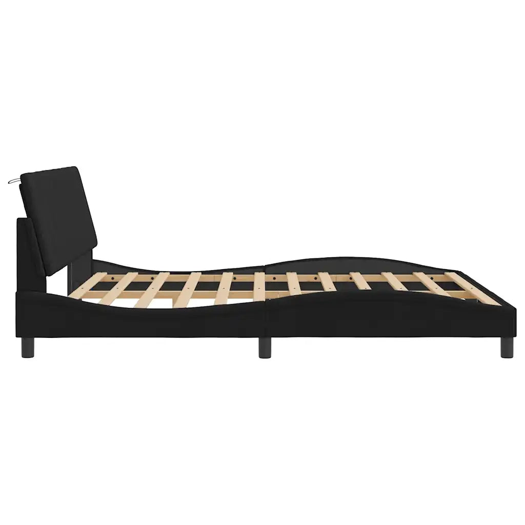 Letto matrimoniale | Letto per adulti | Giroletto senza Materasso Hanko Nero 180x200 cm in Velluto