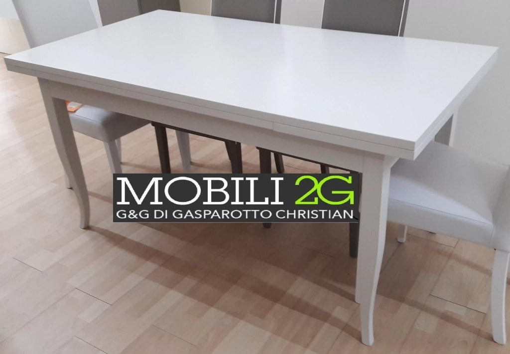Tavolo con allunghe 80x80 bianco opaco (745) - Mobili 2G