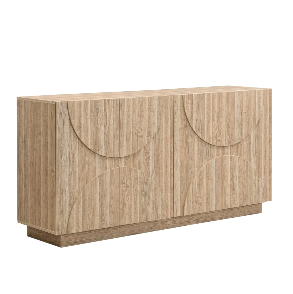 Madia 160x40x80 cm con ante e ripiani regolabili in pannello truciolare naturale
