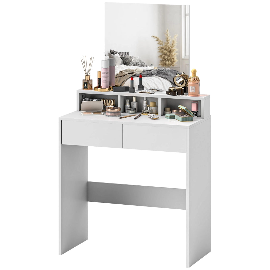 Tocador da Trucco con Specchio e Cassetti ¨C Zephmum ¨C Bianco 75x38x135 cm