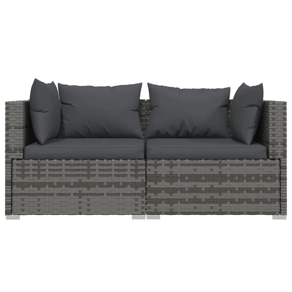Set Divani da Giardino 3 pz con Cuscini in Polyrattan Grigio 317510