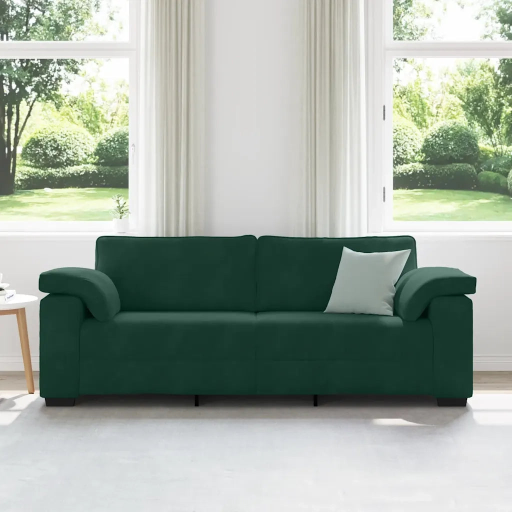 Divano a 3 Posti Verde Scuro 220x77x82 cm in Velluto 4105279