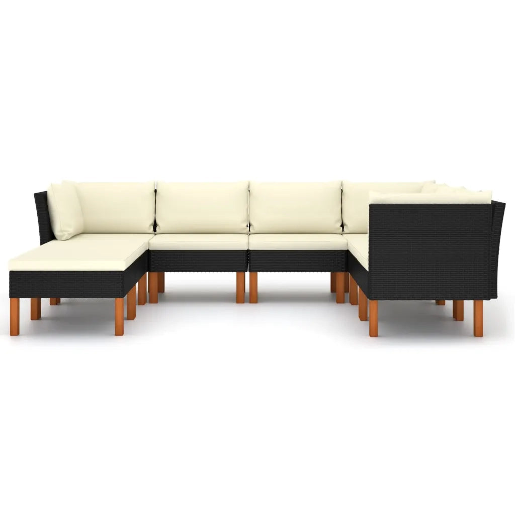 Set Divani da Giardino 8 pz con Cuscini in Polyrattan Nero 3059741