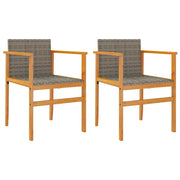 Sedie da Giardino 2 pz | Sedie da Esterno Grigie in Polyrattan e Legno Massello