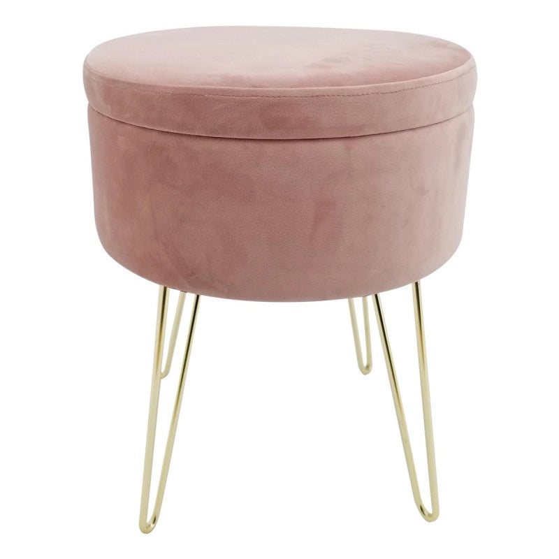 Set di 3 Sgabellini Rotondo Con Coperchio Orlando Rosa 37,5x37,5x45