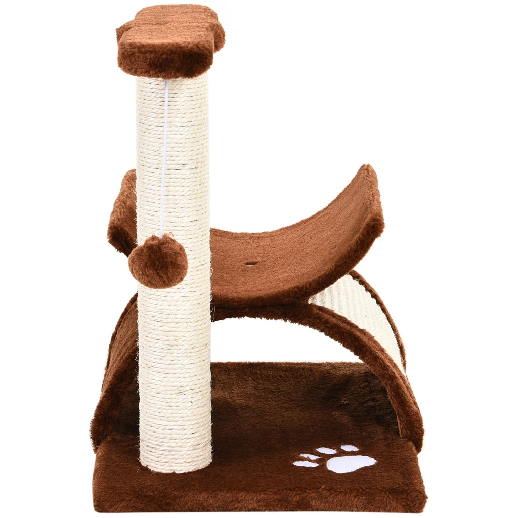 Albero tiragraffi per gatti con tunnel e mensola ¨C zephmum ¨C 43 cm marrone