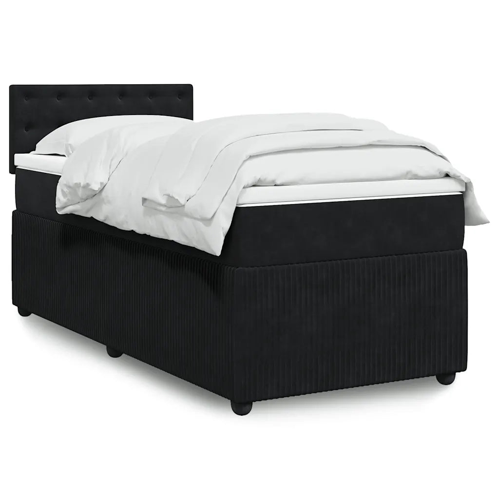 Letto singolo | Letto per adulti | Giroletto a Molle con Materasso Nero 80x200 cm in Velluto