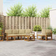 Set di divani da esterno con cuscino 7 pcs Naturale e Beige 3366056