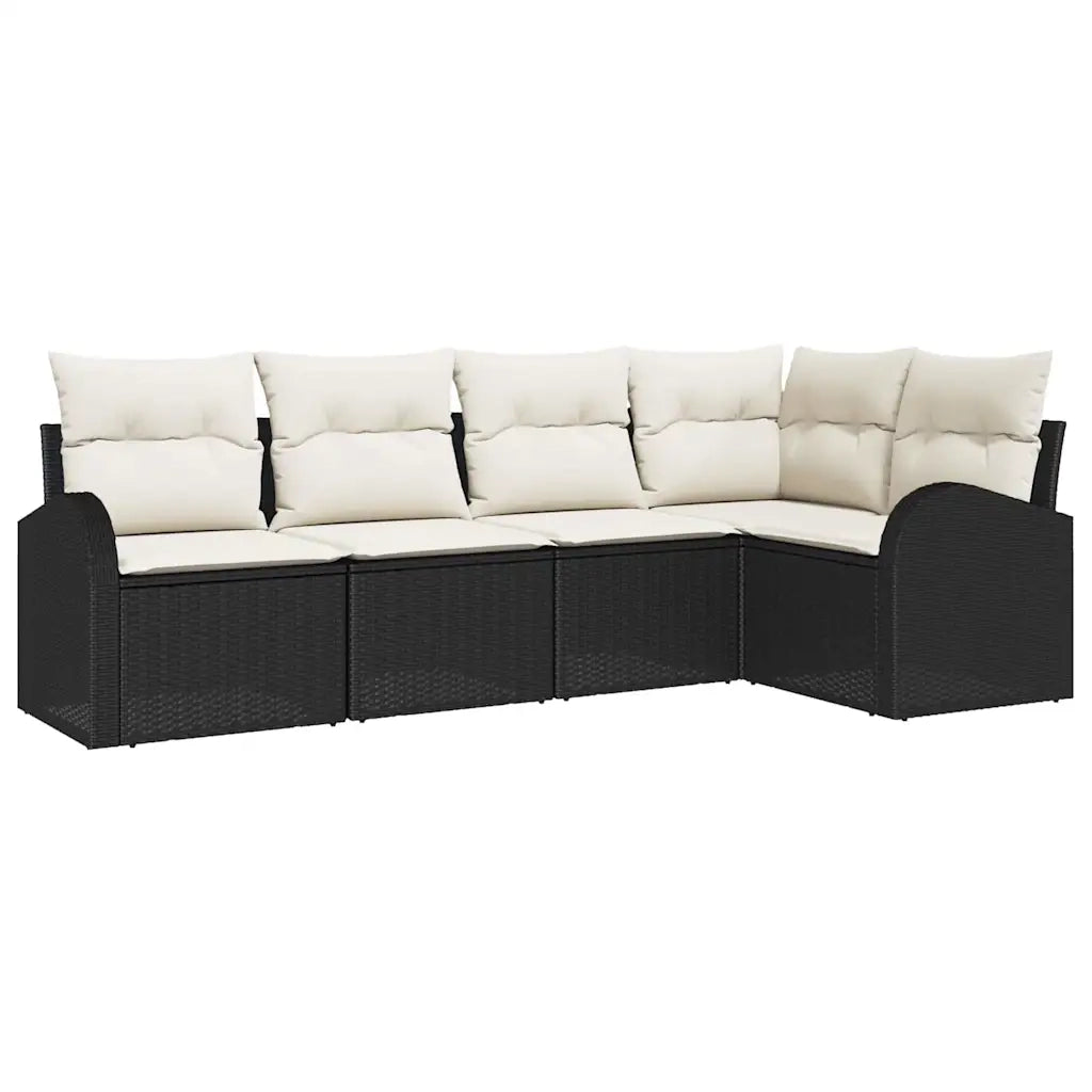 Set di divani con cuscino 5 pcs Nero Poliestere