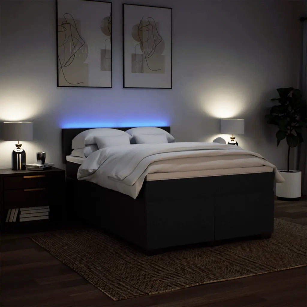 Giroletto a Molle con Materasso Nero 160x200 cm in Tessuto