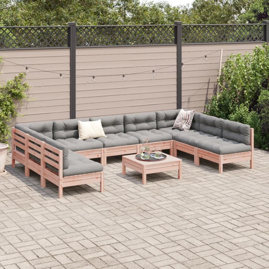 Set Divani Giardino 10 pz con Cuscini Massello Abete Douglas 3299601