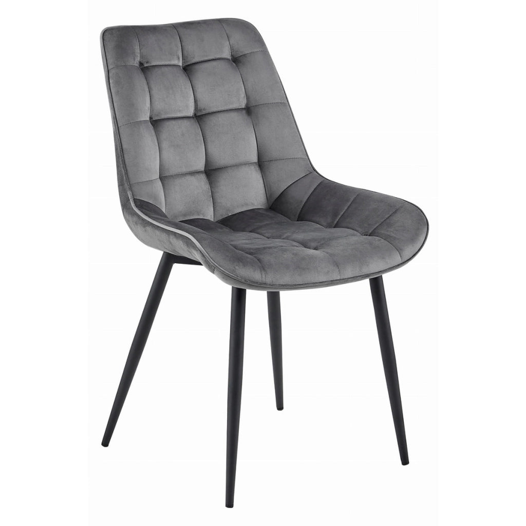 Sedia Bera in velluto grigio scuro e metallo nero