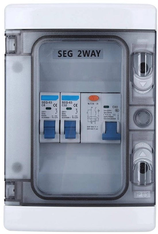 Dispositivo di Protezione contro la Fase - Interruttore di Corrente - Impermeabile - Scatola di Protezione IP65 - 40A 30mA - Sicurezza - Adatto per...