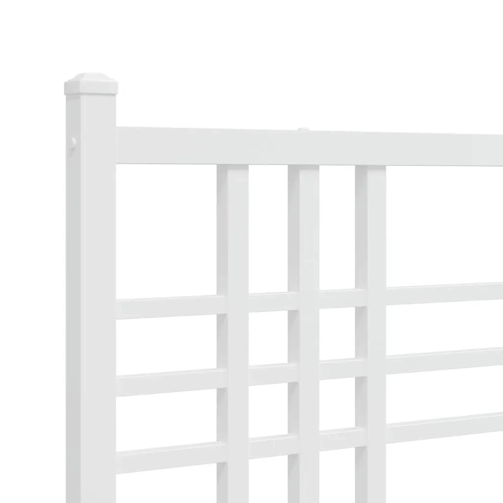 Letto matrimoniale | Letto per adulti | Giroletto con Testiera Metallo Bianco 183x213 cm