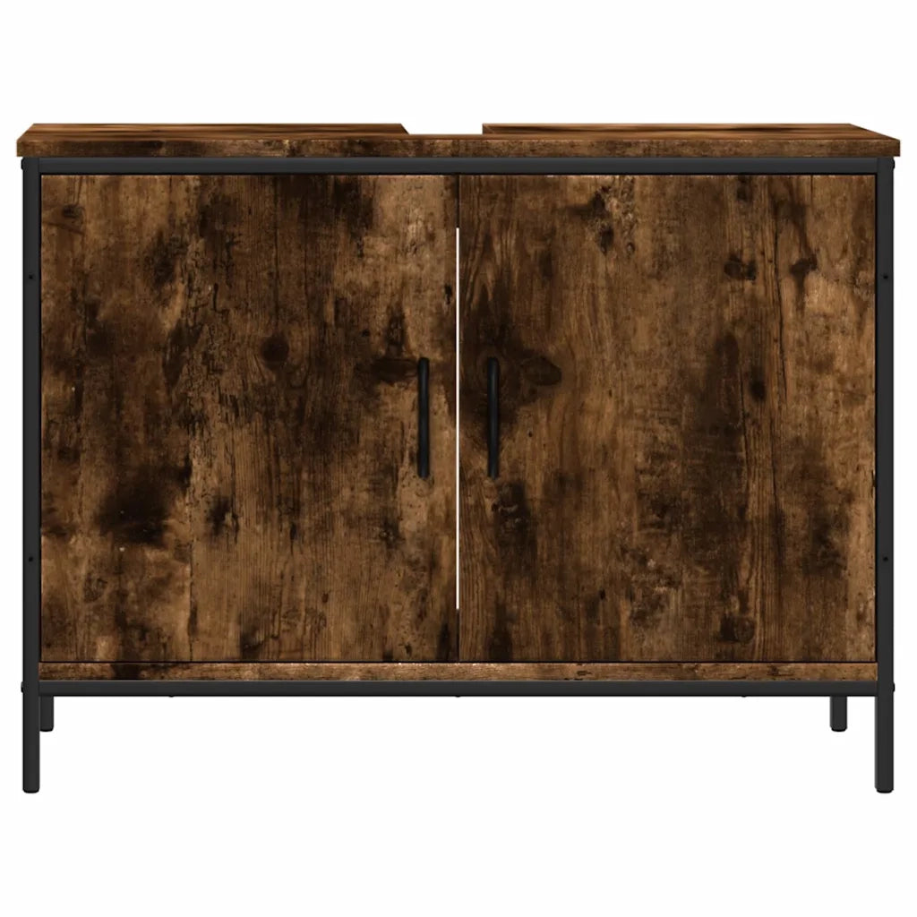 Mobile Lavabo Bagno-Armadietto da bagno Rovere Fumo 80x30x60 cm Legno Multistrato 989458