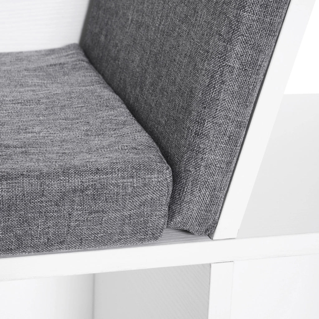 Libreria con Banco e Cuscino ¨C Minimal ¨C Bianco e Grigio 102x30x61cm