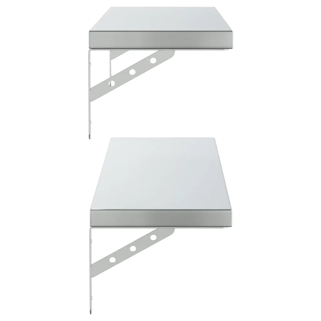 2 pz Mensole a Muro | Scaffale Parete | Ripiano a parete 100x23,5 cm Argento in Acciaio Inossidabile