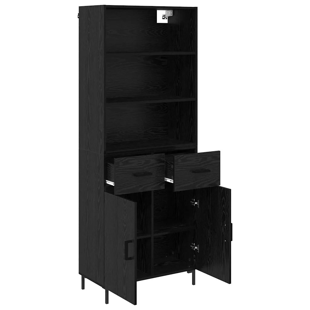Credenza-Buffet-Armadio da cucina Rovere Nero 69,5 x 34 x 180 cm Legno multistrato 507743