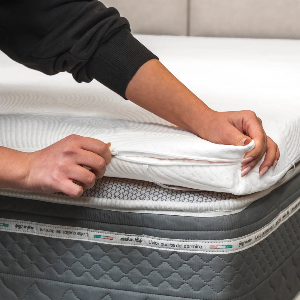 Topper Memory Foam singolo 80x190 - alto 7 cm, a portanza differenziata, sfoderabile | One H7