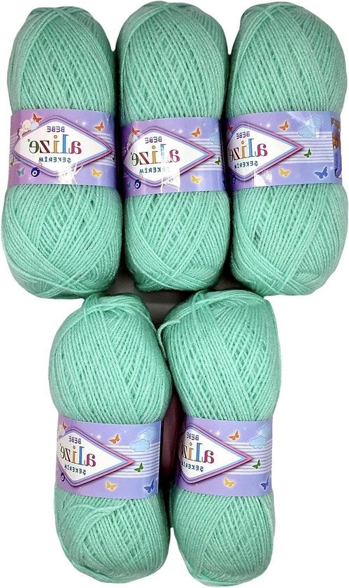 Seta per Maglia e Crochet Alize Bebe - 100 g - Verde Menta 19 - 500 g