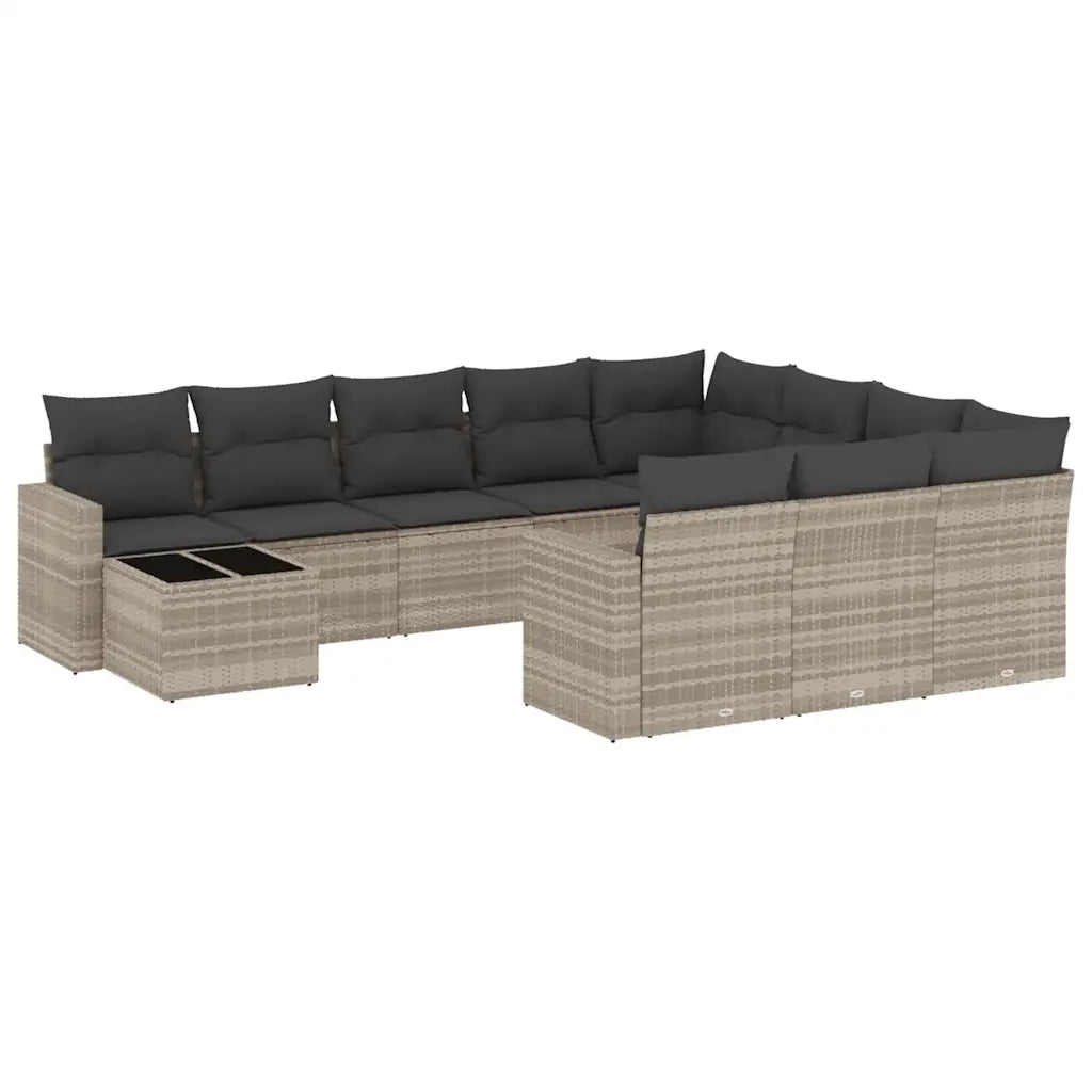 Set Divani da Giardino 11 pz con Cuscini in Polyrattan Grigio