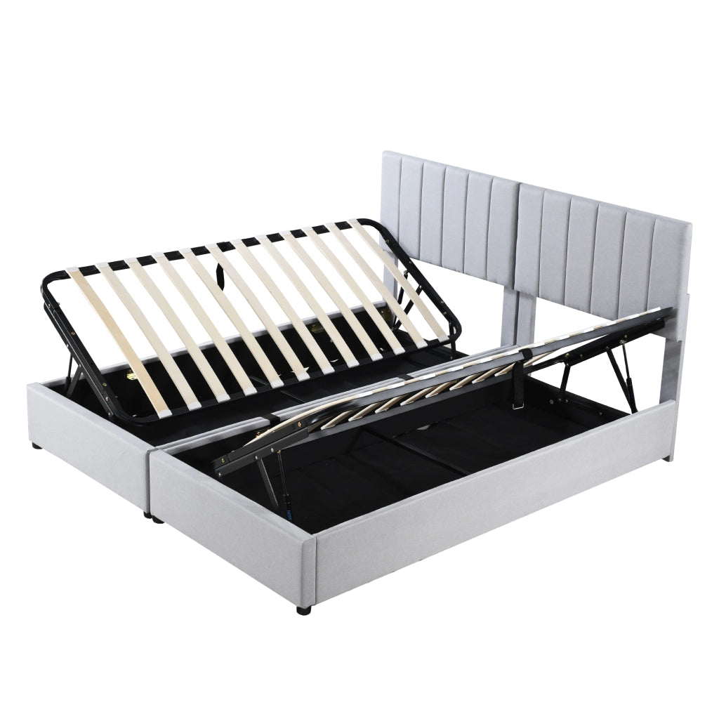 letto imbottito lino grigio 180 x 200 cm
