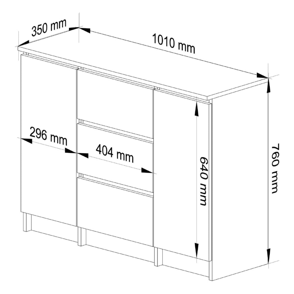 Cassettiera AKORD K100 Quercia Artigiana 101 cm 2 ante 3 cassetti inserto frontale Bianco 101x35x76 cm