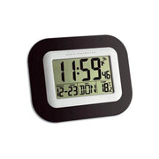 TFA 60.4503 Orologio Digitale Radiocontrollato con Sveglia Funzione Snooze Allarme Crescendo Termometro Interno e Visualizzazione Data Giorno della Settimana in 7 Lingue colore Nero
