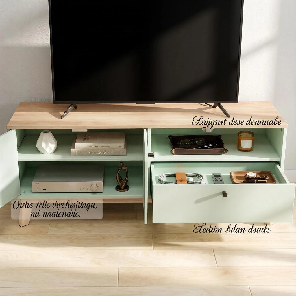 Mobile porta TV da 120 cm, adatto a televisori fino a 36 pollici con 2 ante, cassetto e vano a giorno (solo con 1 mobile porta TV).