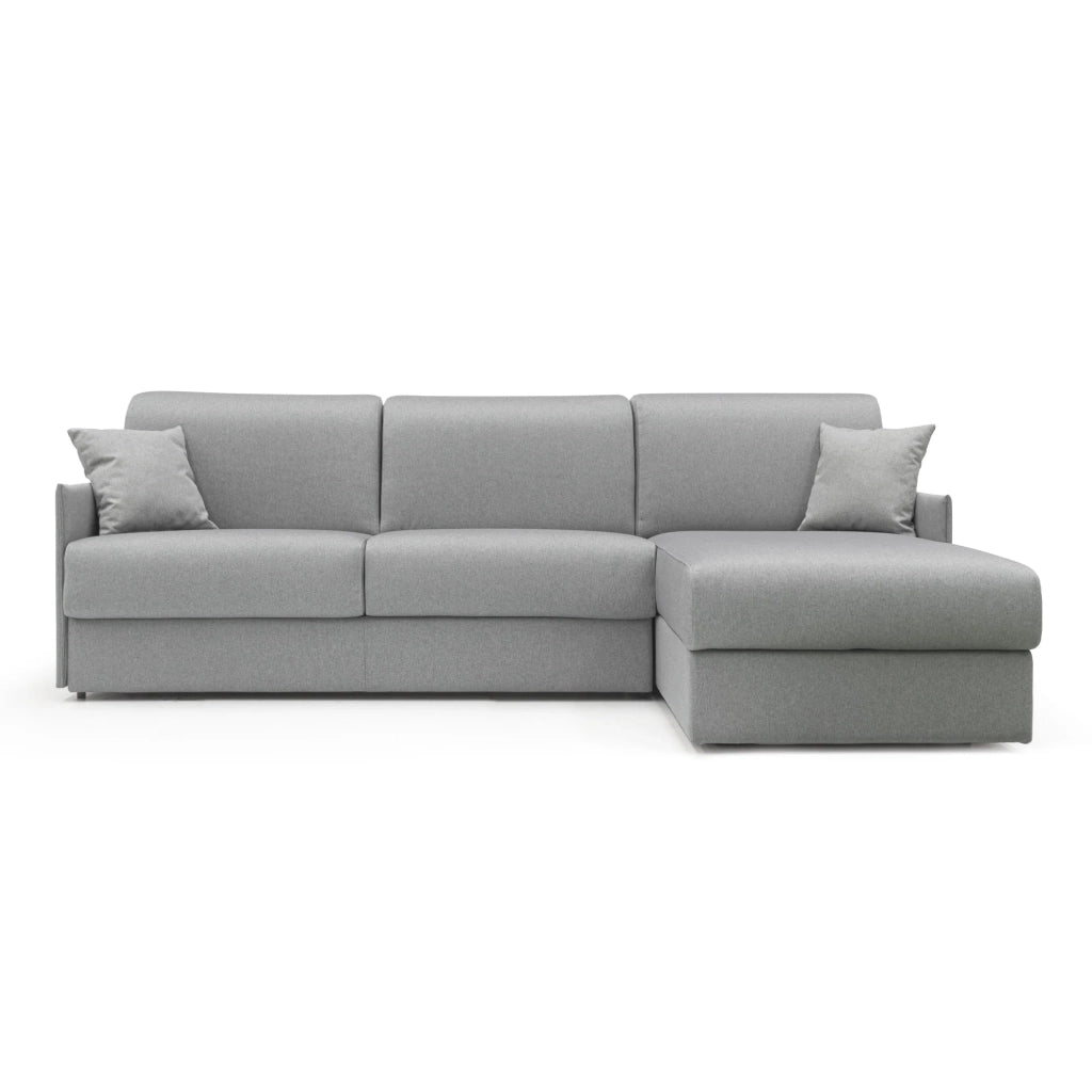 Evans Divano letto angolare con penisola in morbido tessuto impermeabile T13 252 cm Sinistro (mat. 140x197)  grigio