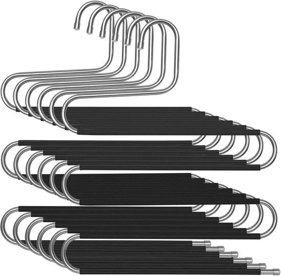 Multi-hangers spaziali per ogni 5 paia di pantaloni a forma di S con presa antiscivolo per pantaloni jeans e accessori